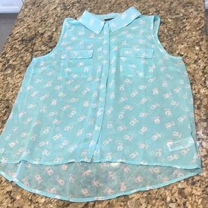 Forever 21 Women's Blue bunny 🐰 Print Top